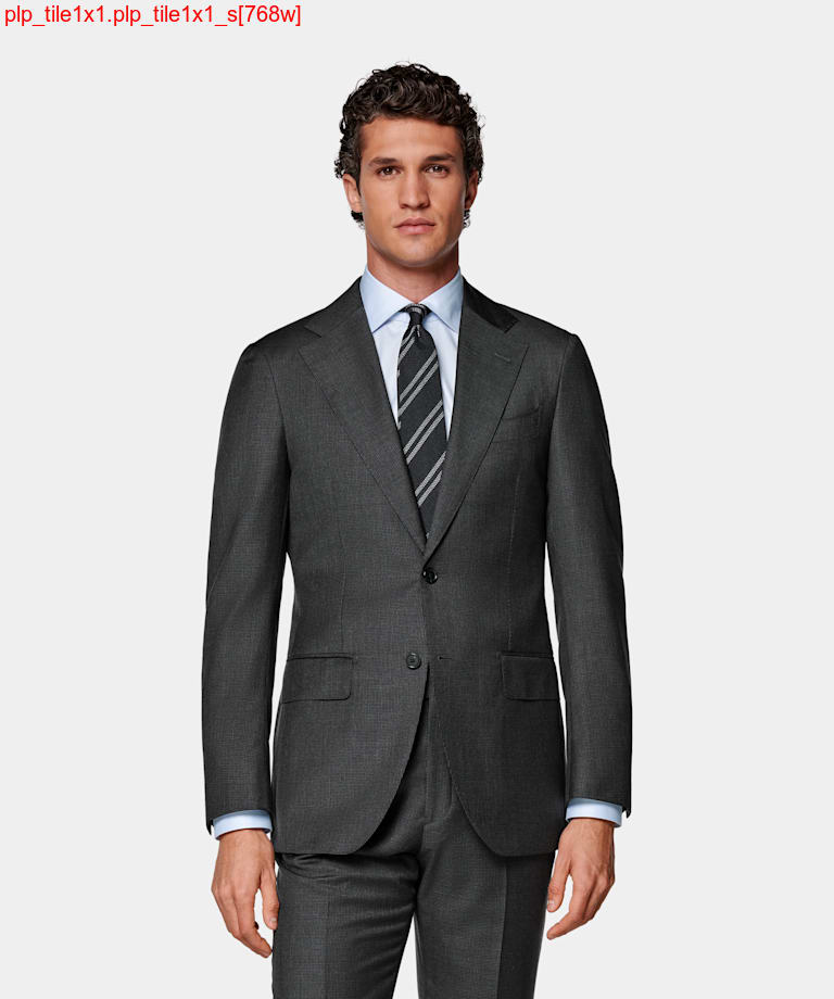 Dark Grey Houndstooth Tailored Fit Havana Suit
